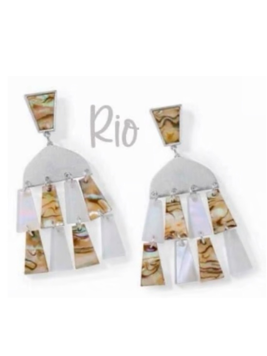 Park Lane Jewelry - Park Lane Rio Abalone & Mother-of-Pearl Fringe Drop Earrings - Silver Tone